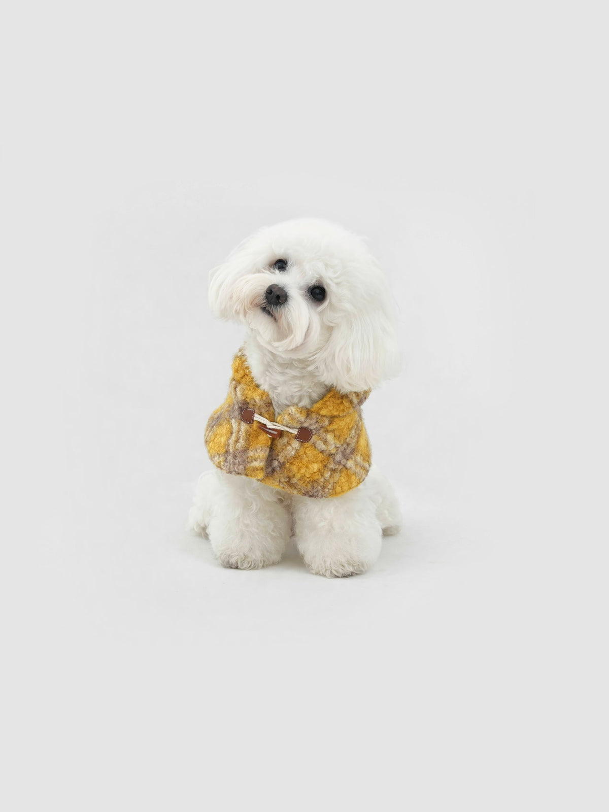 Sunlit Warm Fleece dog bandana vest – front view, kawaii pet apparel by kuwoof