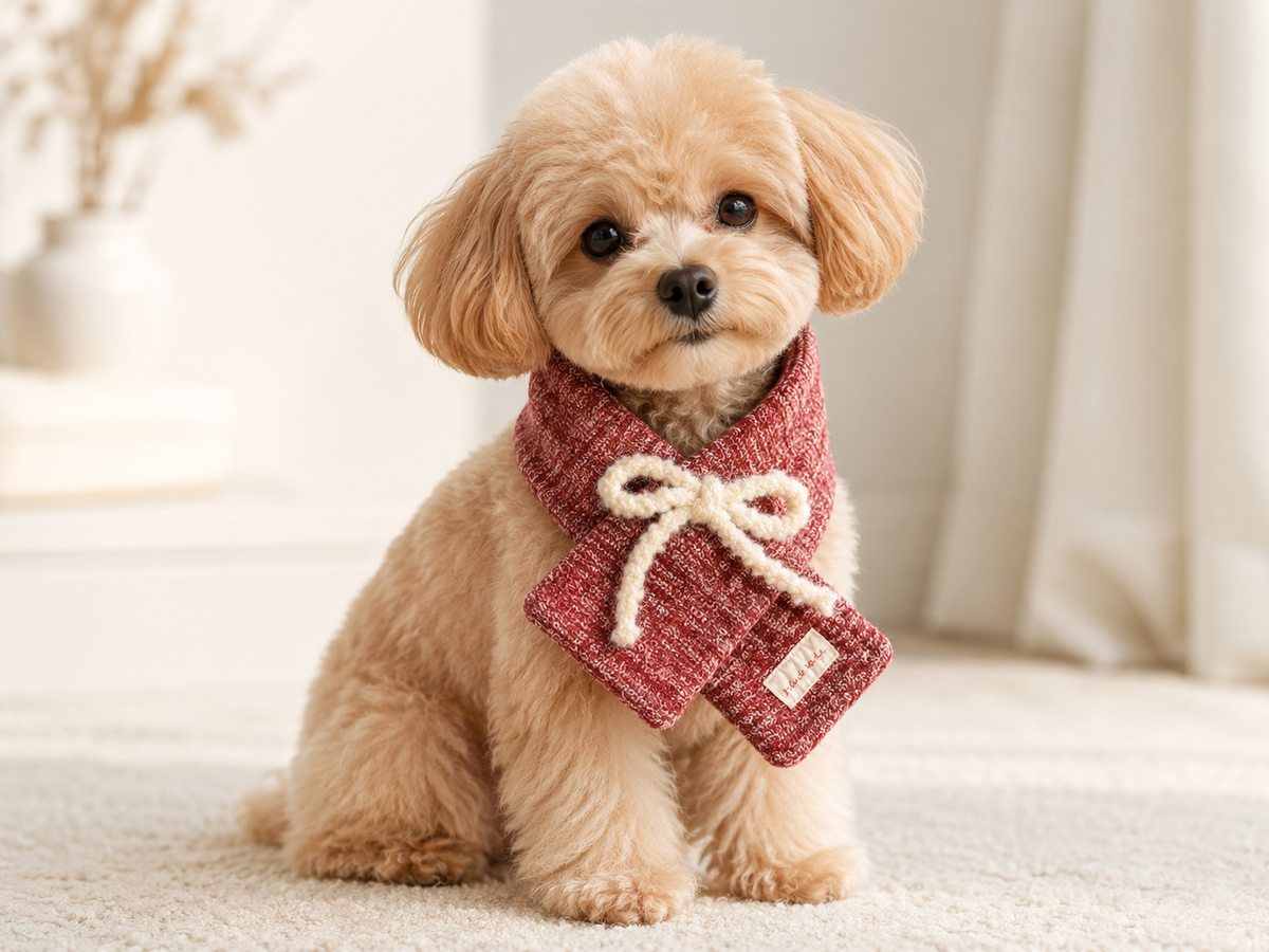 Classic Dog Scarf – front view, kawaii pet apparel by kuwoof