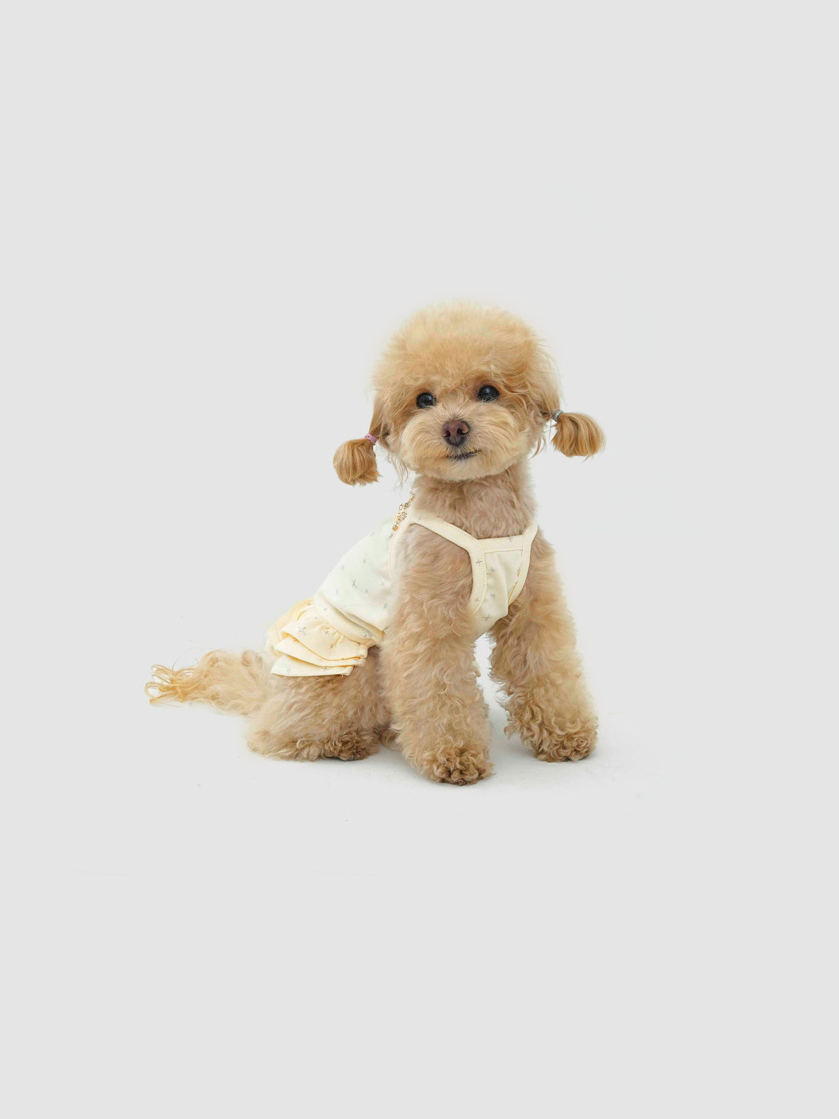 Cream Nebula dog dress – front view, kawaii pet apparel by kuwoof