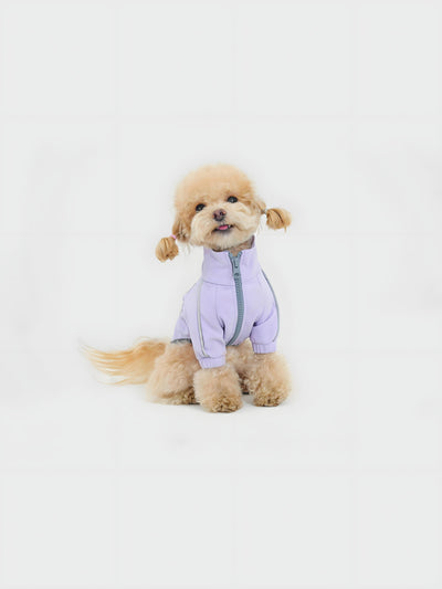 Metroid dog coat – front view, kawaii pet apparel by kuwoof