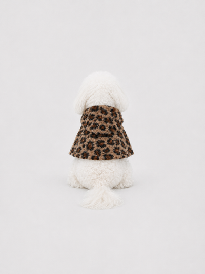 Mocha Leopard dog bandana – product photo 2, kawaii pet apparel by kuwoof