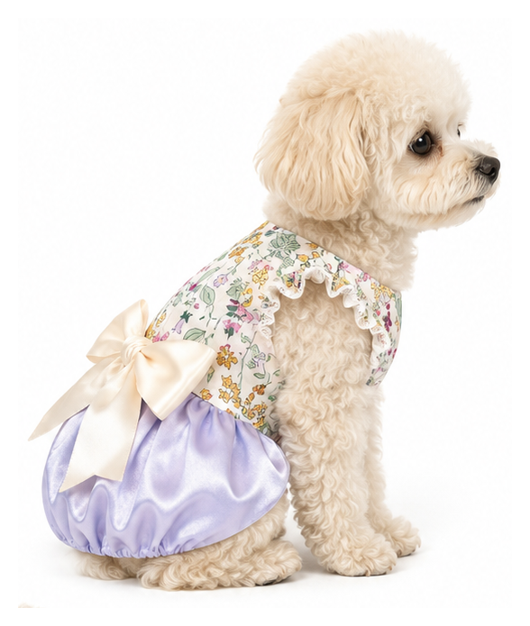 Monet Pumpkin dog dress – product photo 2, kawaii pet apparel by kuwoof