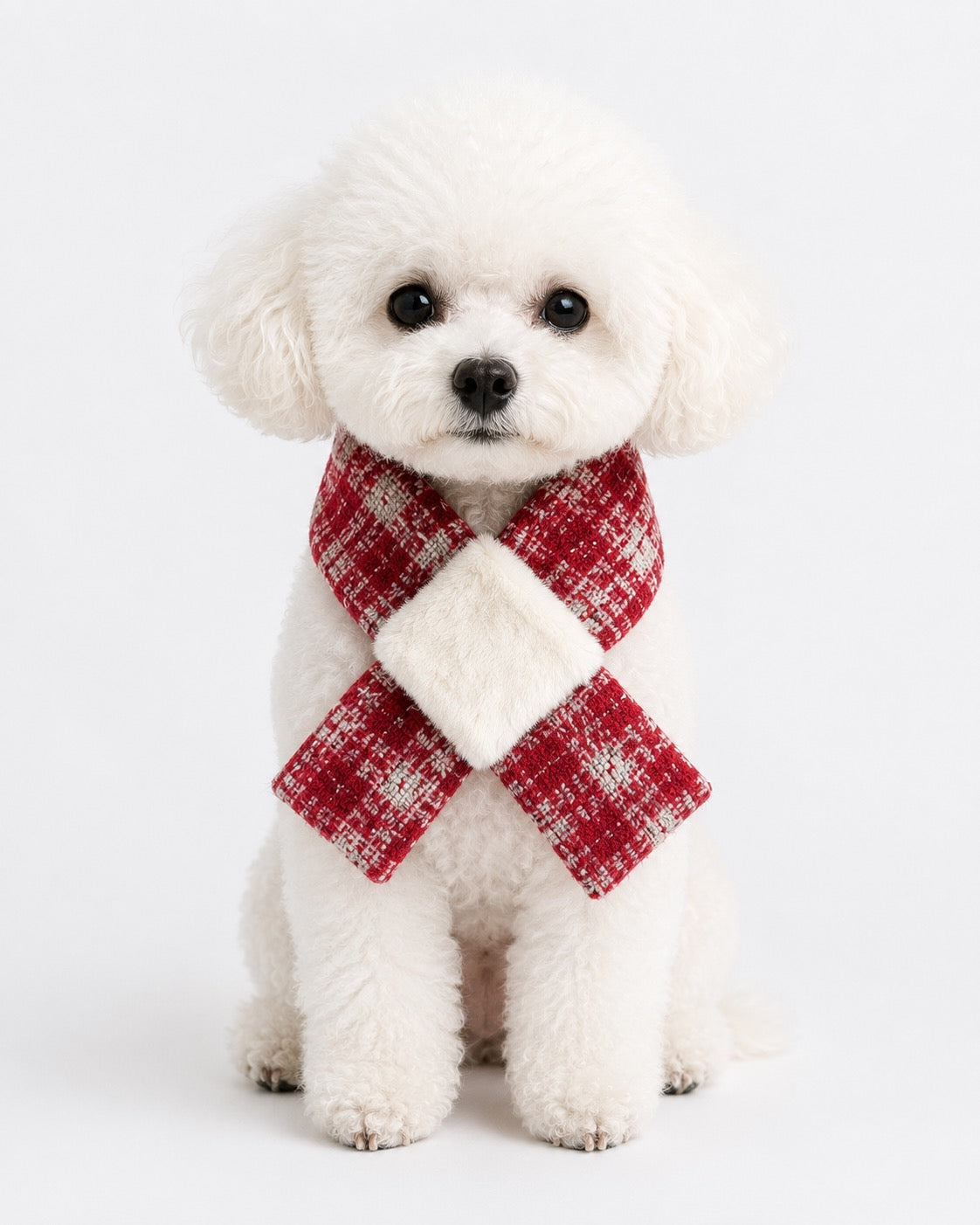 New Day Bow Scarf for dogs – front view, kawaii pet apparel by kuwoof