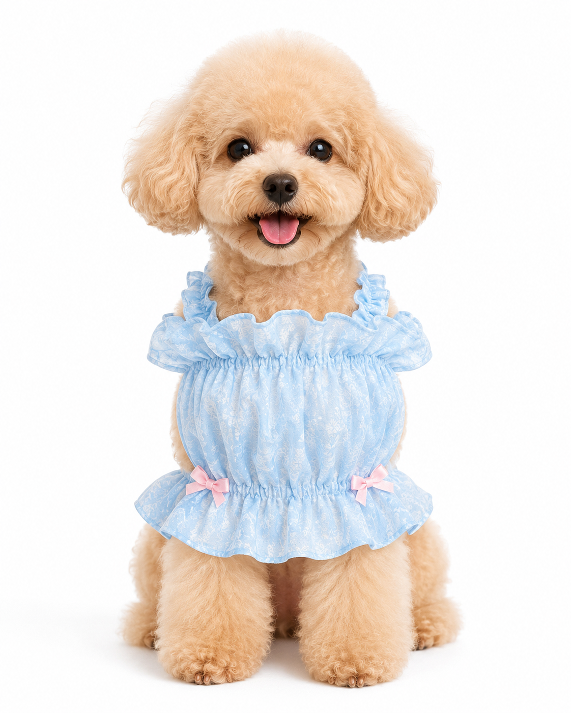 Ocean Bubblegum dog dress – front view, kawaii pet apparel by kuwoof