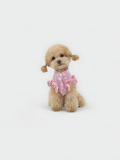Puffs dog dress – front view, kawaii pet apparel by kuwoof