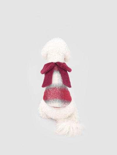 Scarlet Bow dog coat – product photo 2, kawaii pet apparel by kuwoof