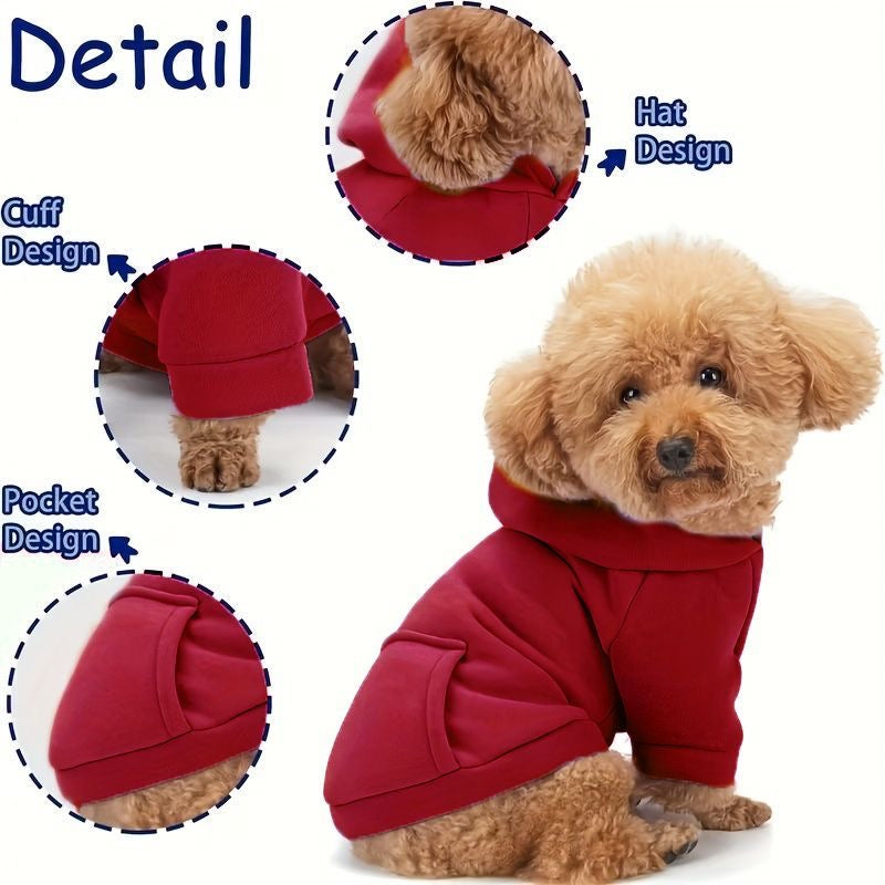 Winter Pullover dog hoodie – front view, kawaii pet apparel by kuwoof