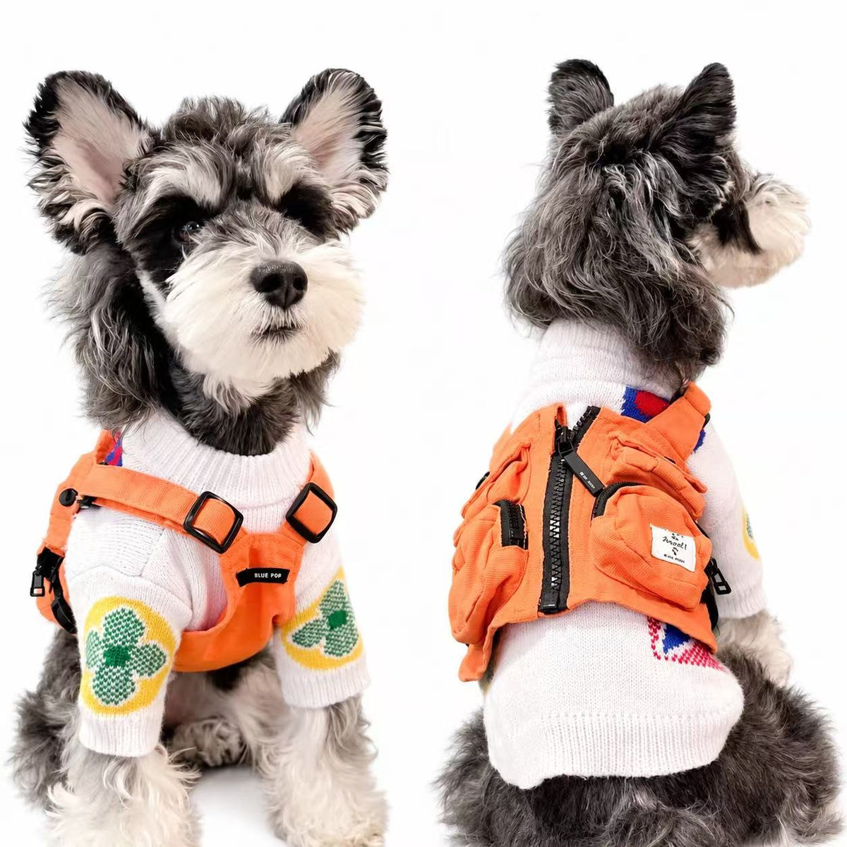Workwear Waistcoat dog vest – front view, kawaii pet apparel by kuwoof
